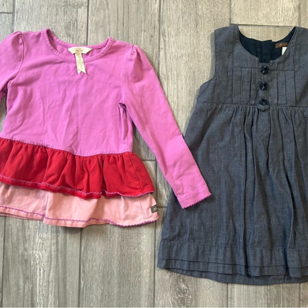 Matilda Jane Pink and Red Layered Top and Gray Dress Lot of 2 Size 4